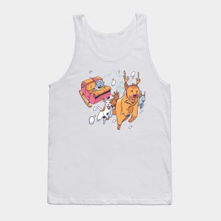 Christmas Dog Cat Sled Tank Top